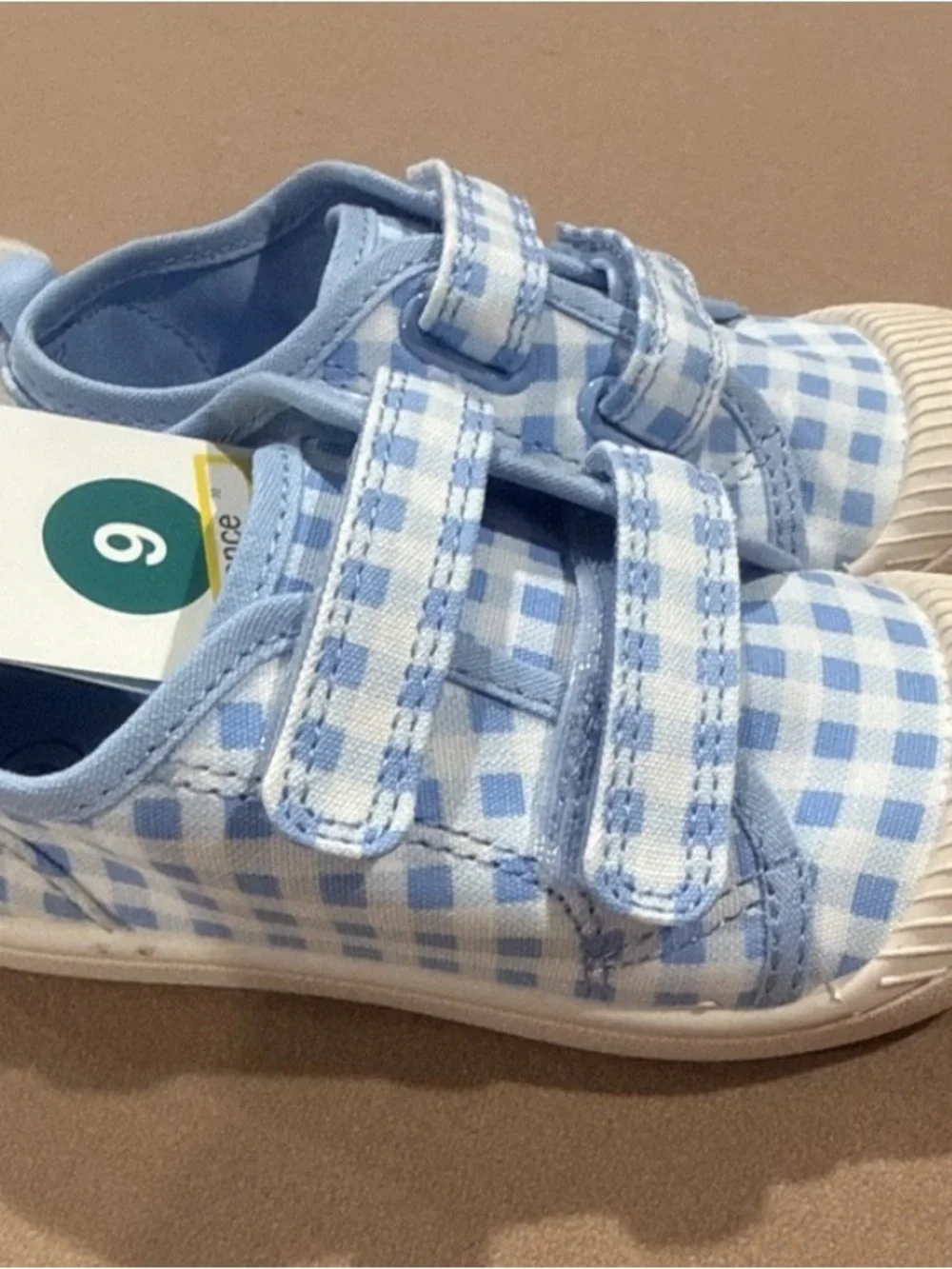 Cat & Jack Baby/Toddler Blue Gingham Velcro Sneakers Size 9 NWT